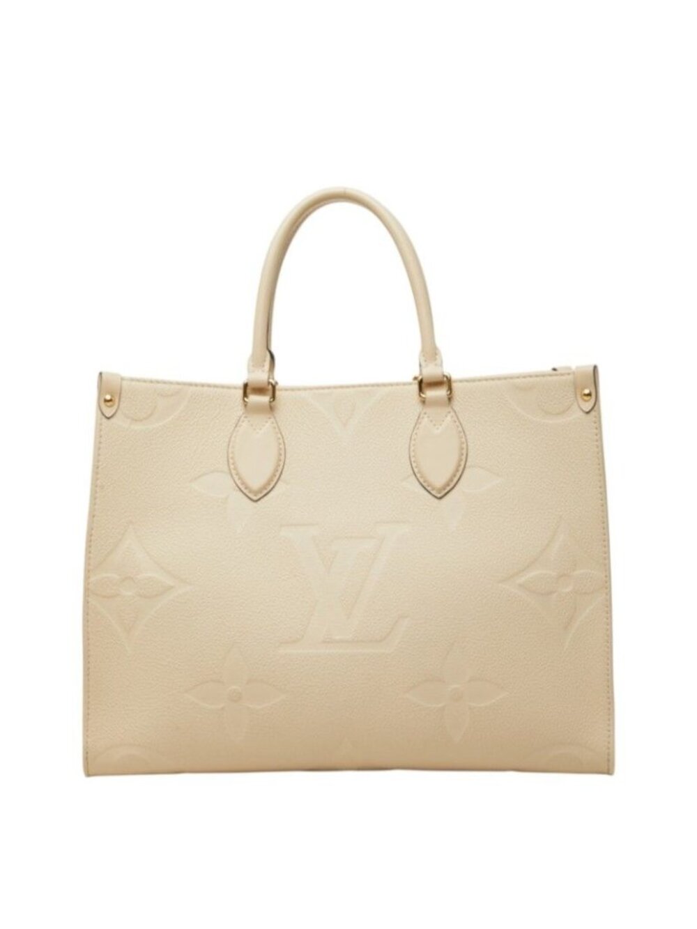 Louis Vuitton Monogram Empreinte on the Go MM Shoulder Bag Cream Ivory Leather
